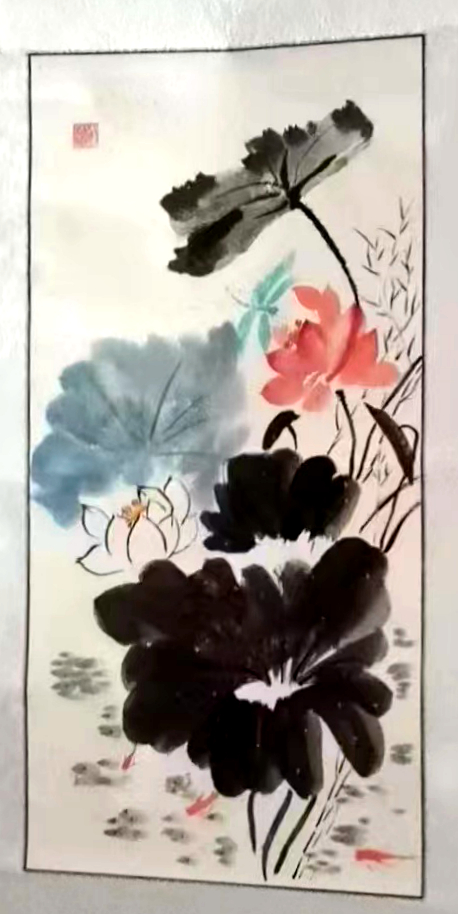 西峽服務(wù)區(qū)周彩芳書畫作品《清蓮圖》.jpg